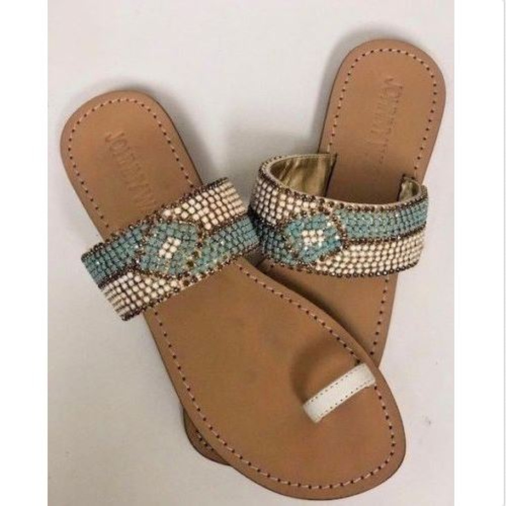 Johnny Was Beaded Women's Bling Sandals sz 8 NEW
